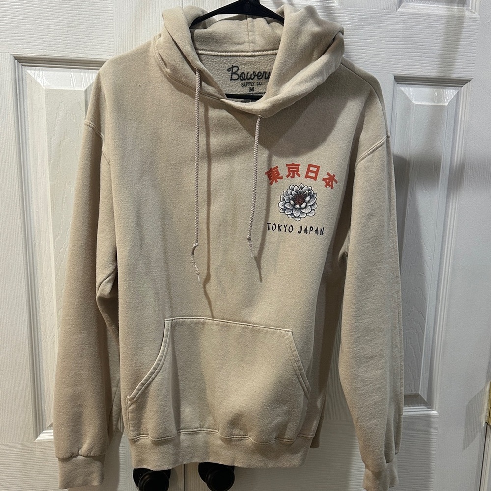 Bowery Supply Co. (bleach stains!)Beige Hoodie Medium Tokyo Design